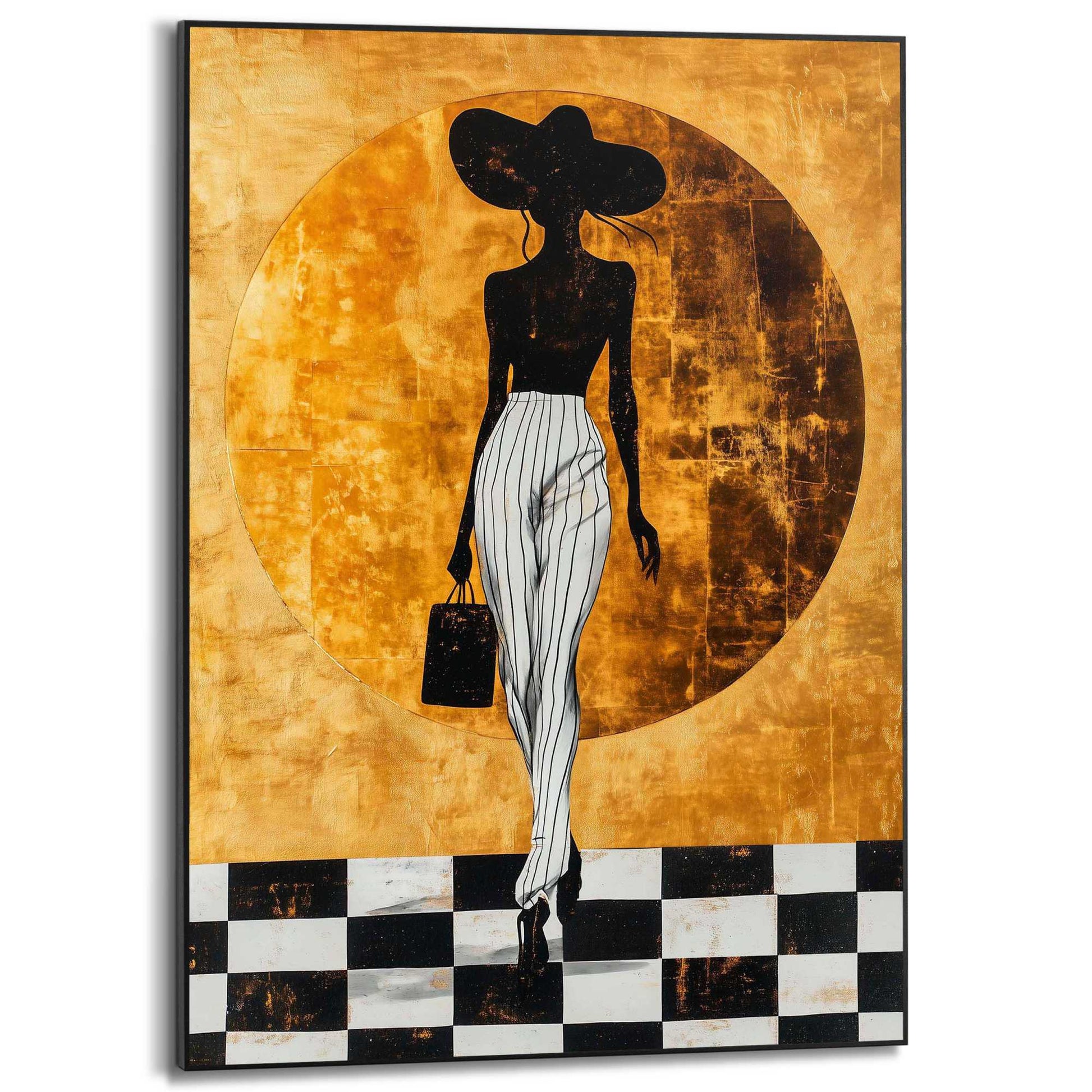 Framed Poster Woman Checkers 70x50