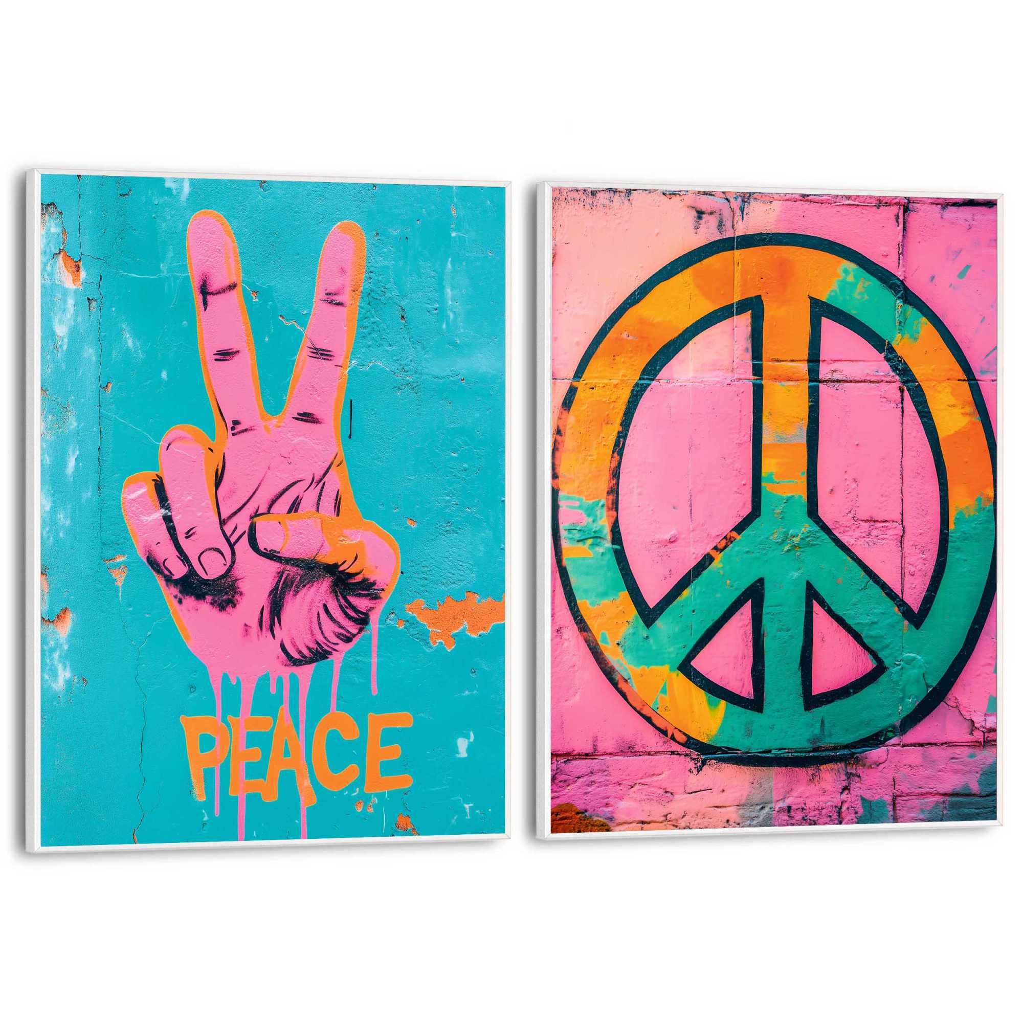 『Pictures for Peace』 Framed Poster Peace Sign 40x30 – Orangewallz