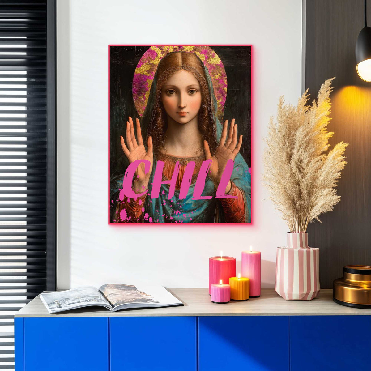 Framed Poster Chill Holy Woman 50x40