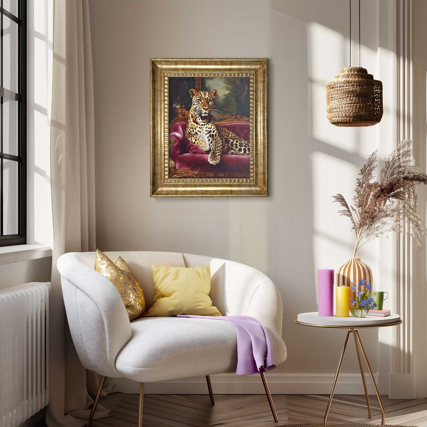 Baroque Art Panther on Couch 65x55