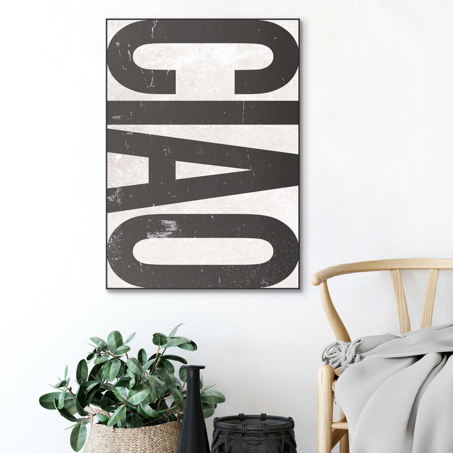 Framed Poster Black Ciao 70x50