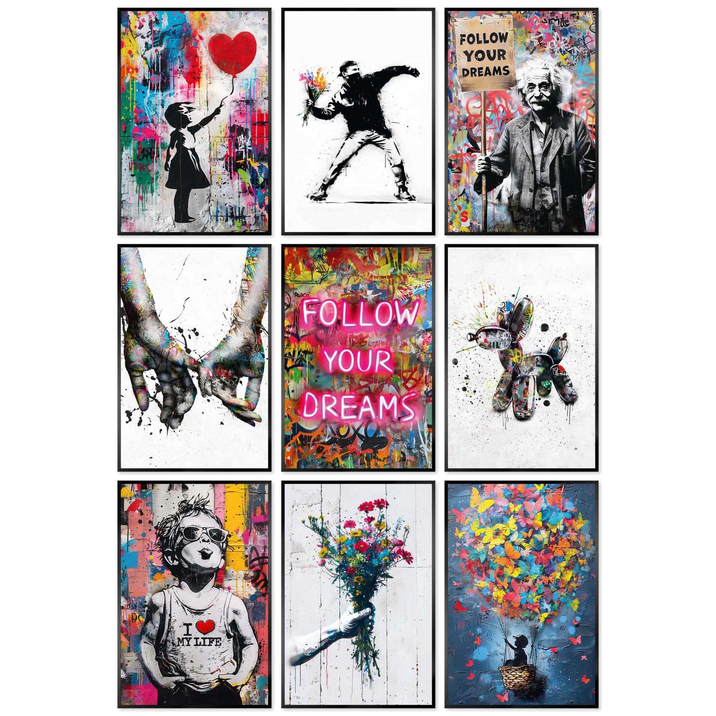 Framed Poster Streetart Set 30x20
