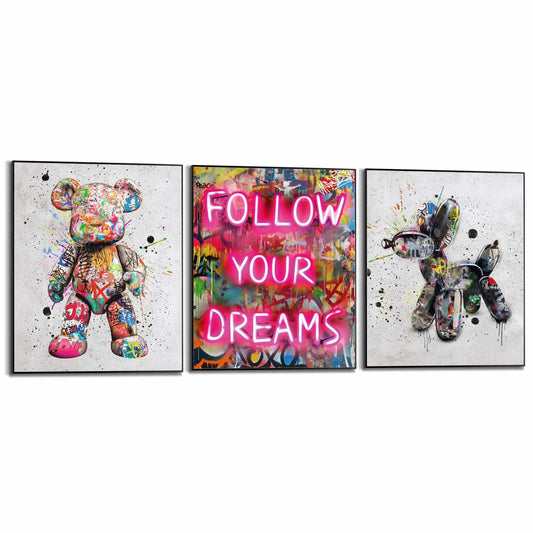 Framed Poster Streetart Graffiti Set 50x40