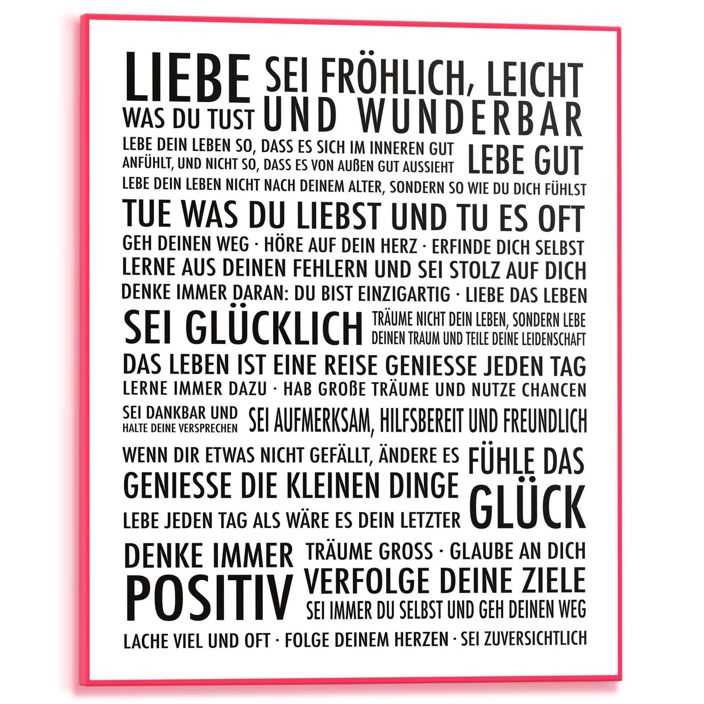Framed Poster Positiv Leben in Neon 50x40