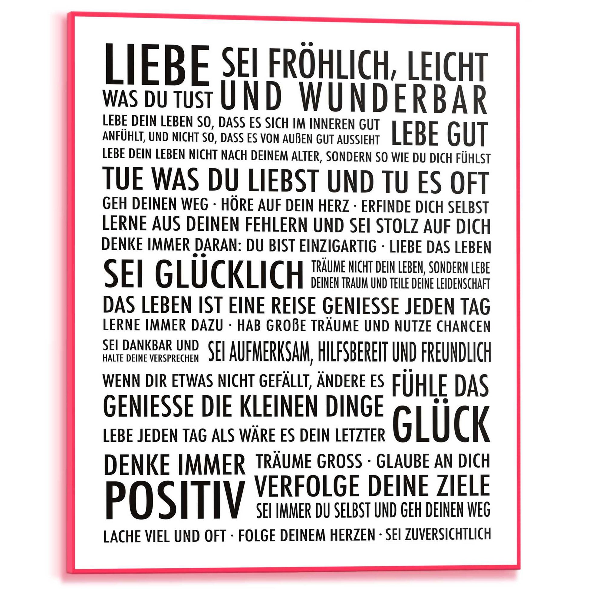 Framed Poster Positiv Leben in Neon 50x40