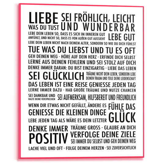 Framed Poster Positiv Leben in Neon 50x40