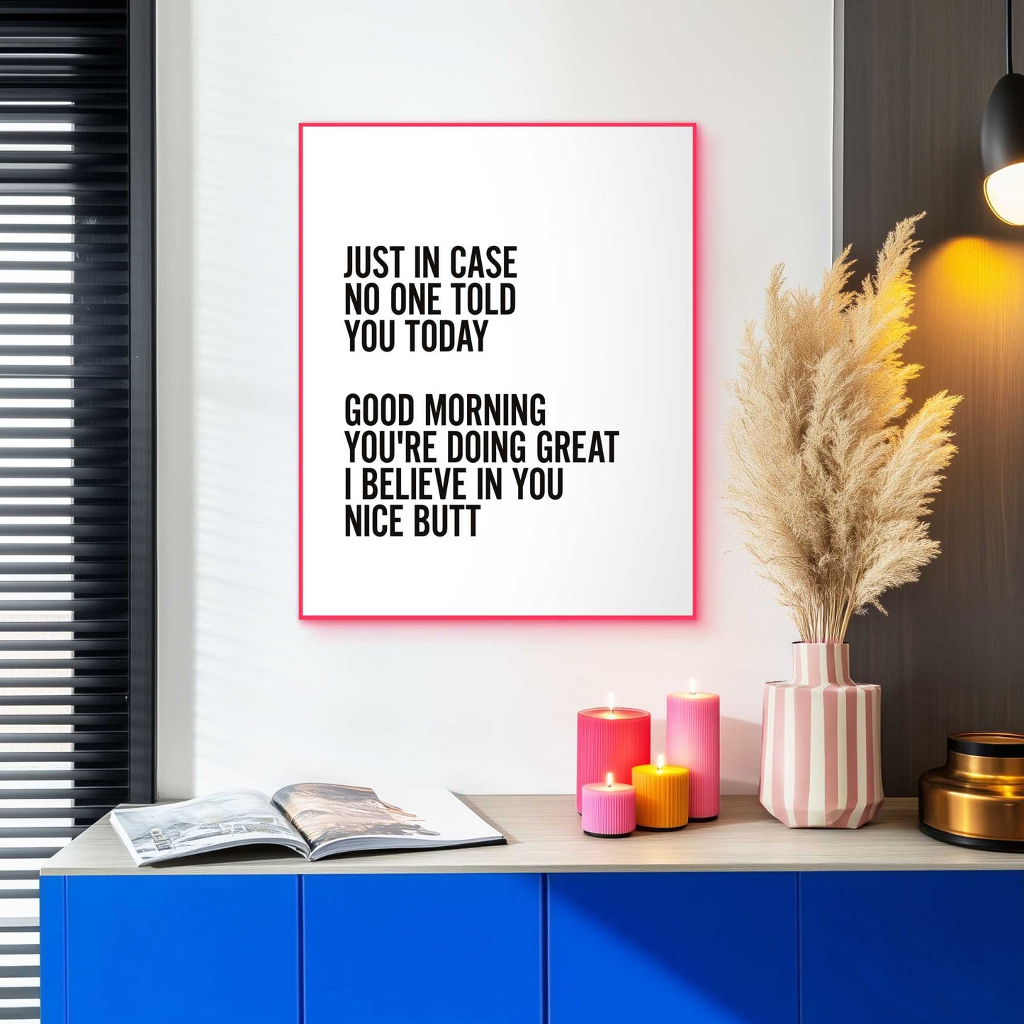 Framed Poster Just In Case in Neon 50x40