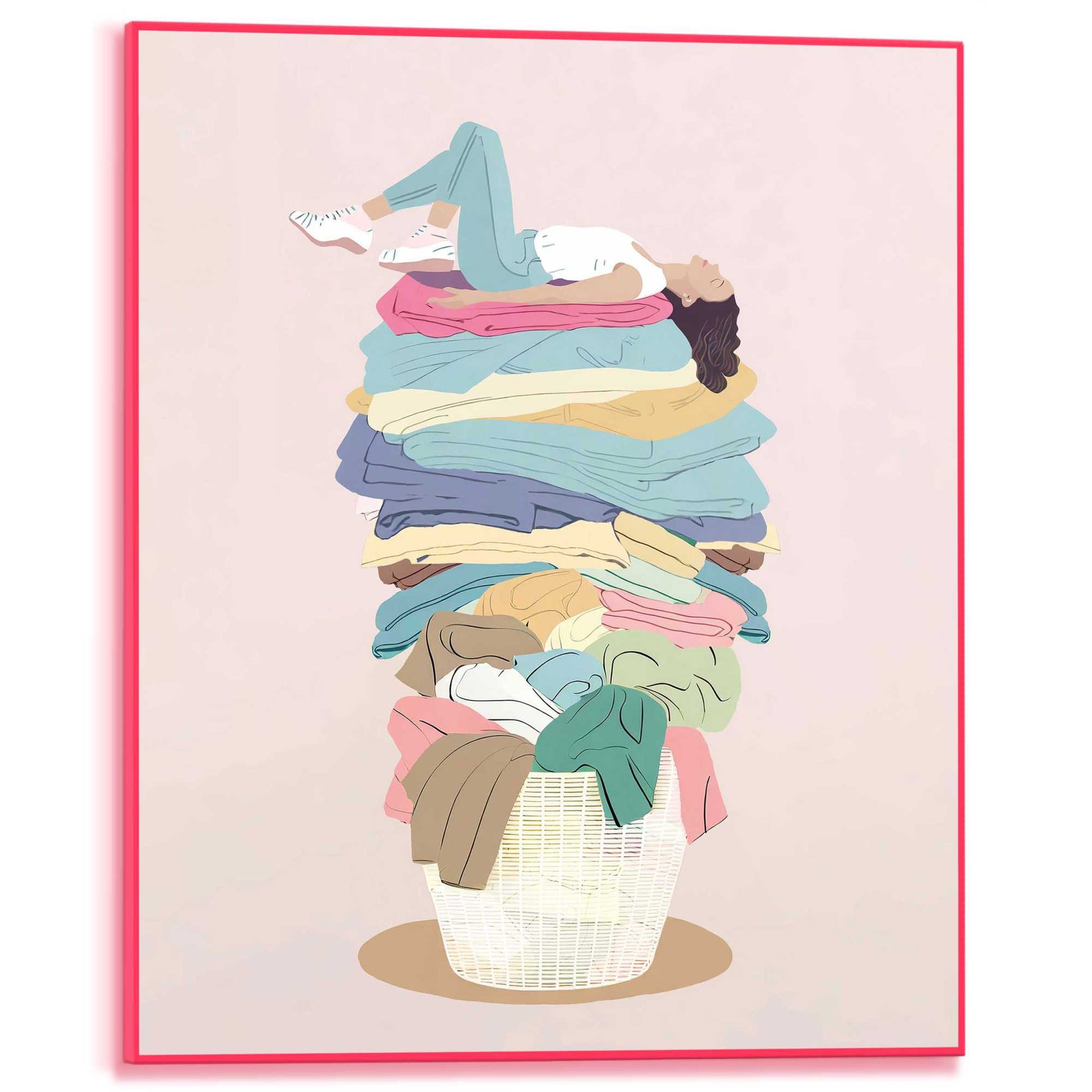 Framed Poster High Laundry Girl in Neon 50x40