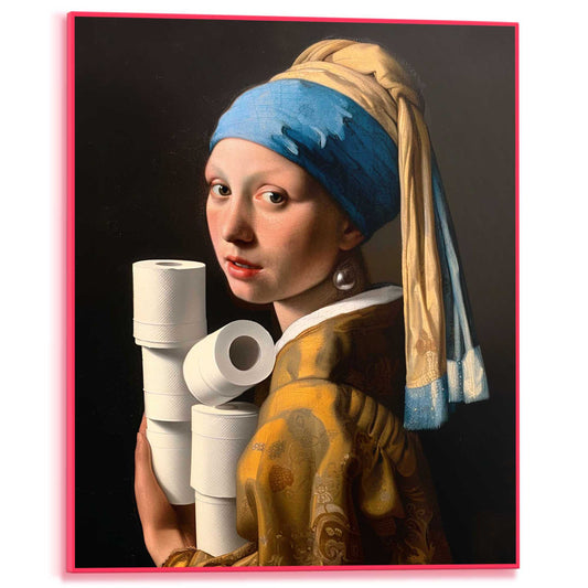 Framed Poster Toilet Pearl Girl in Neon 50x40