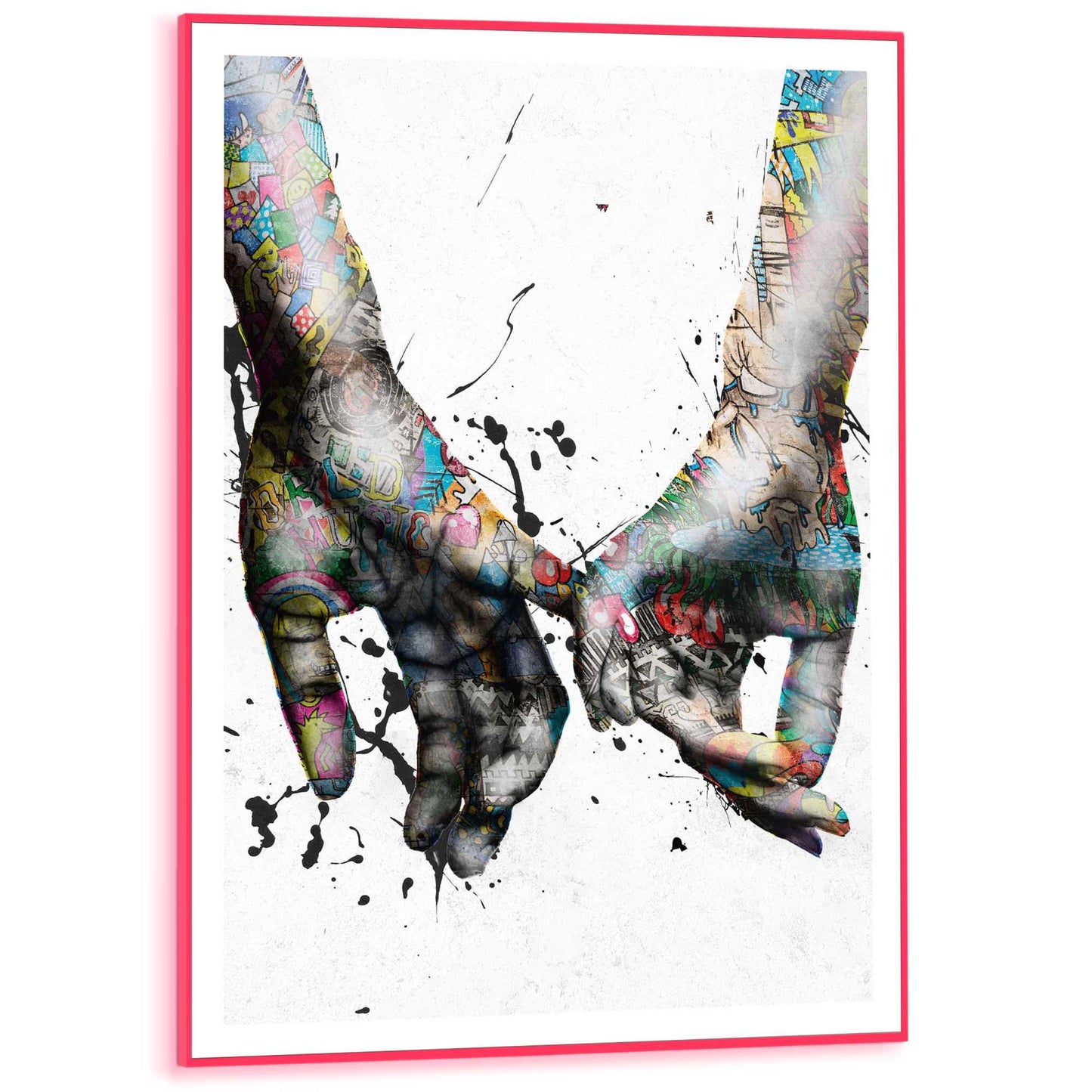 Framed Poster Loving Hands in Neon 70x50