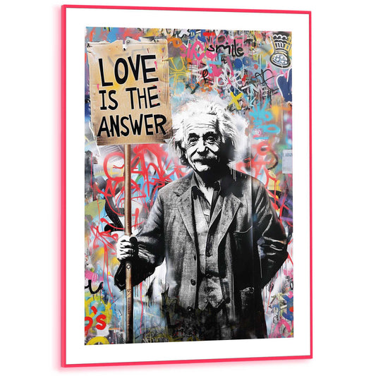 Framed Poster Theory of Einstein in Neon 70x50