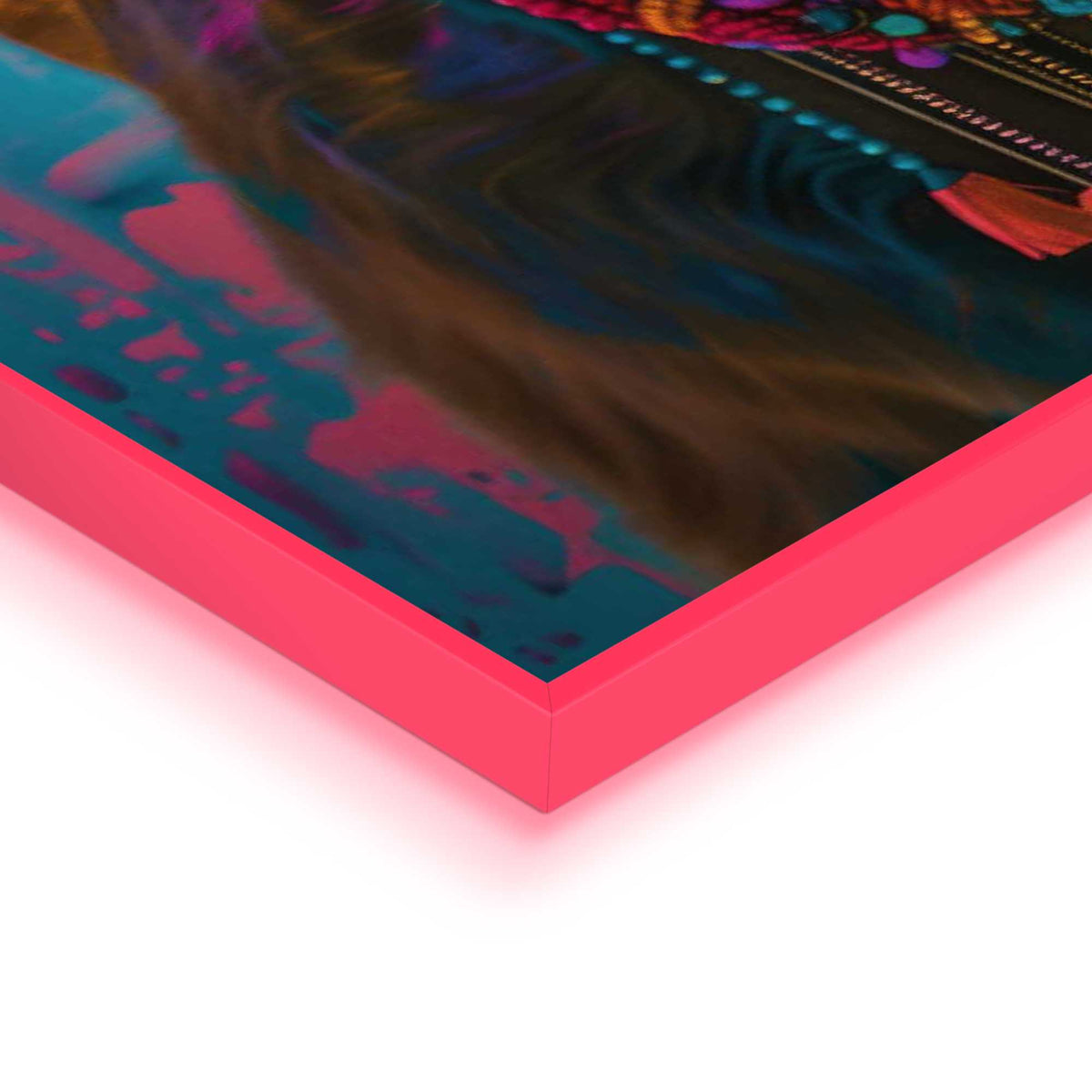 Framed Poster Painted Cow in Neon 70x50