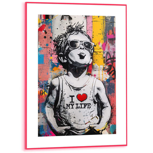 Framed Poster Little Rebel - colourful in Neon 70x50