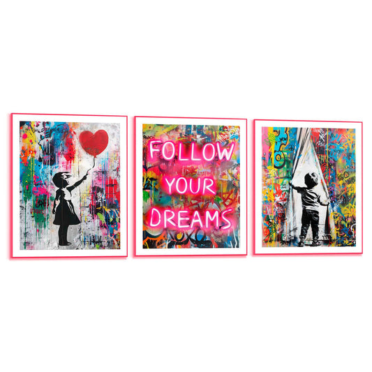Framed Poster Grafitti Dreams in Neon 50x40
