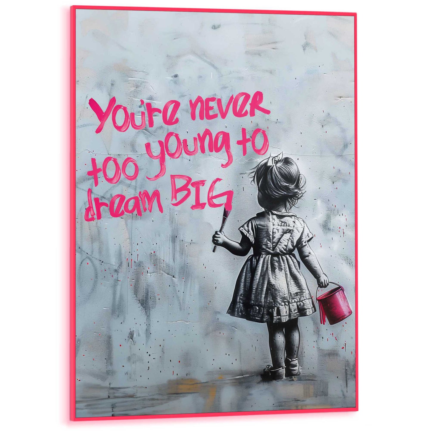 Framed Poster Never Too Young in Neon 70x50