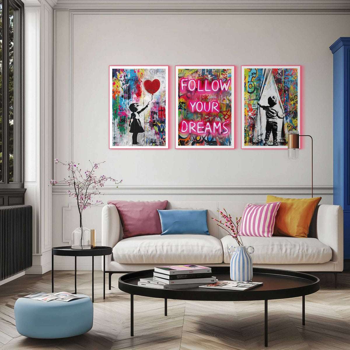 Framed Poster Grafitti Dreams in Neon 70x50