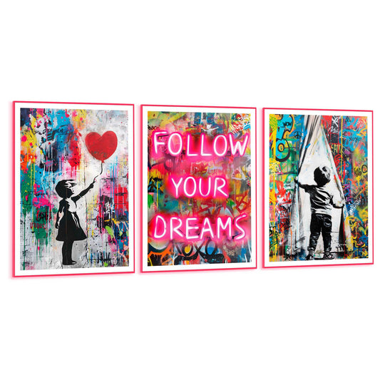 Framed Poster Grafitti Dreams in Neon 70x50