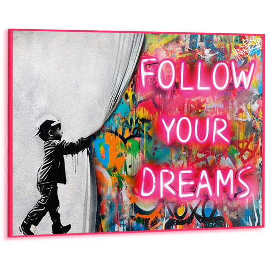 Framed Poster Graffiti Curtain in Neon 50x70