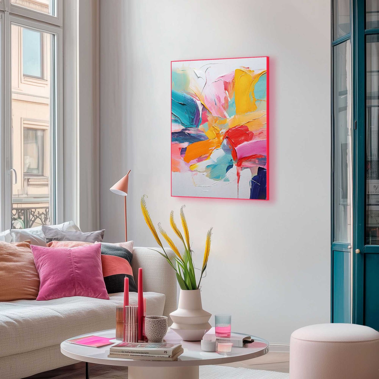 Framed Poster Full Colour Painted in Neon 70x50