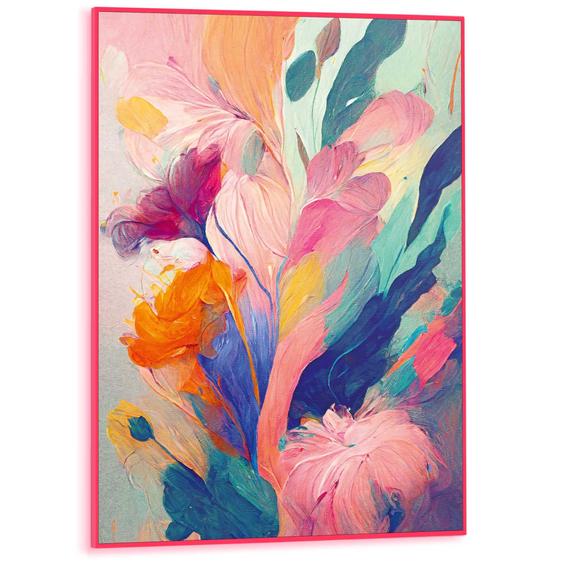 Framed Poster Colourful Painted Flowers II in Neon 70x50