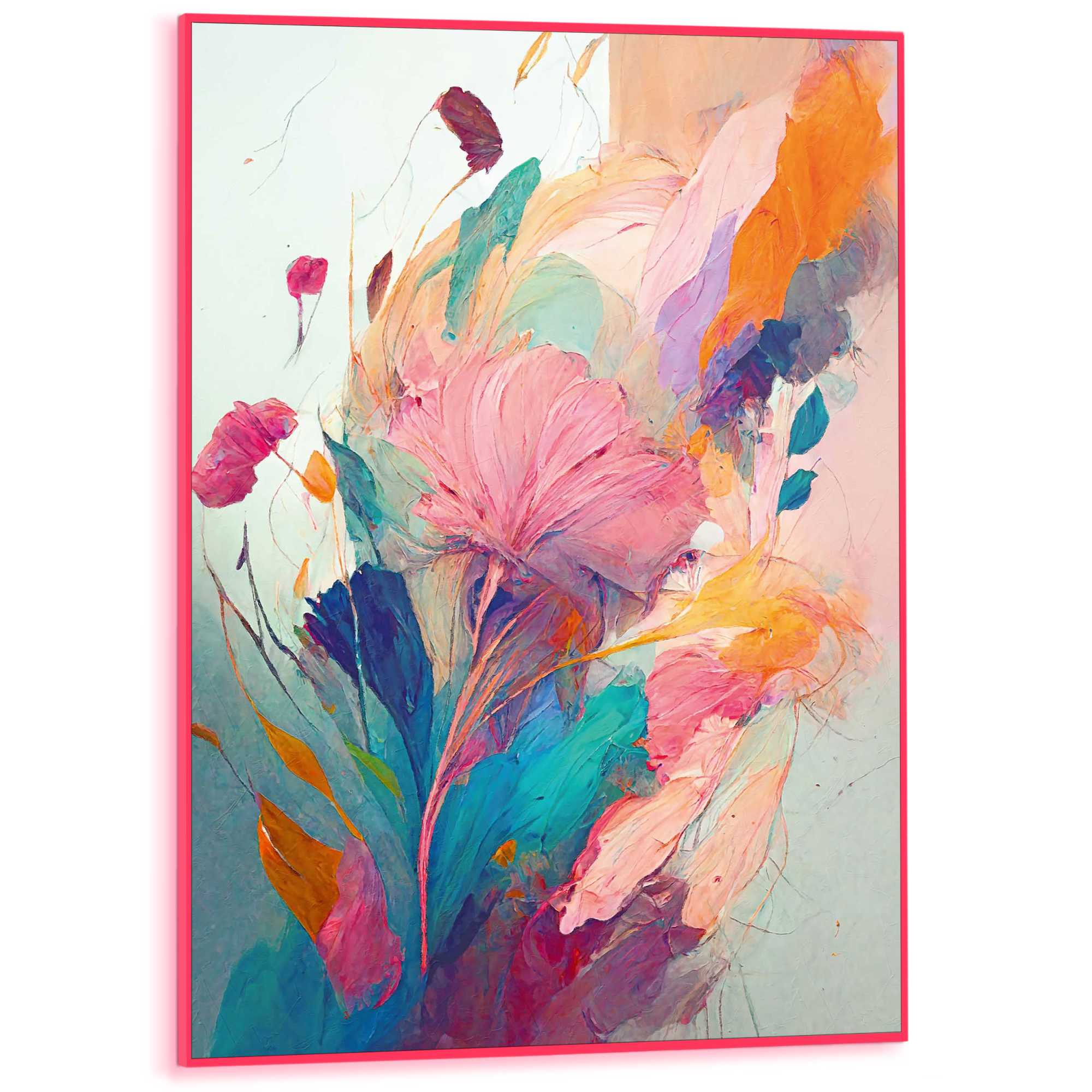 Framed Poster Colourful Painted Flowers I in Neon 70x50 – Orangewallz