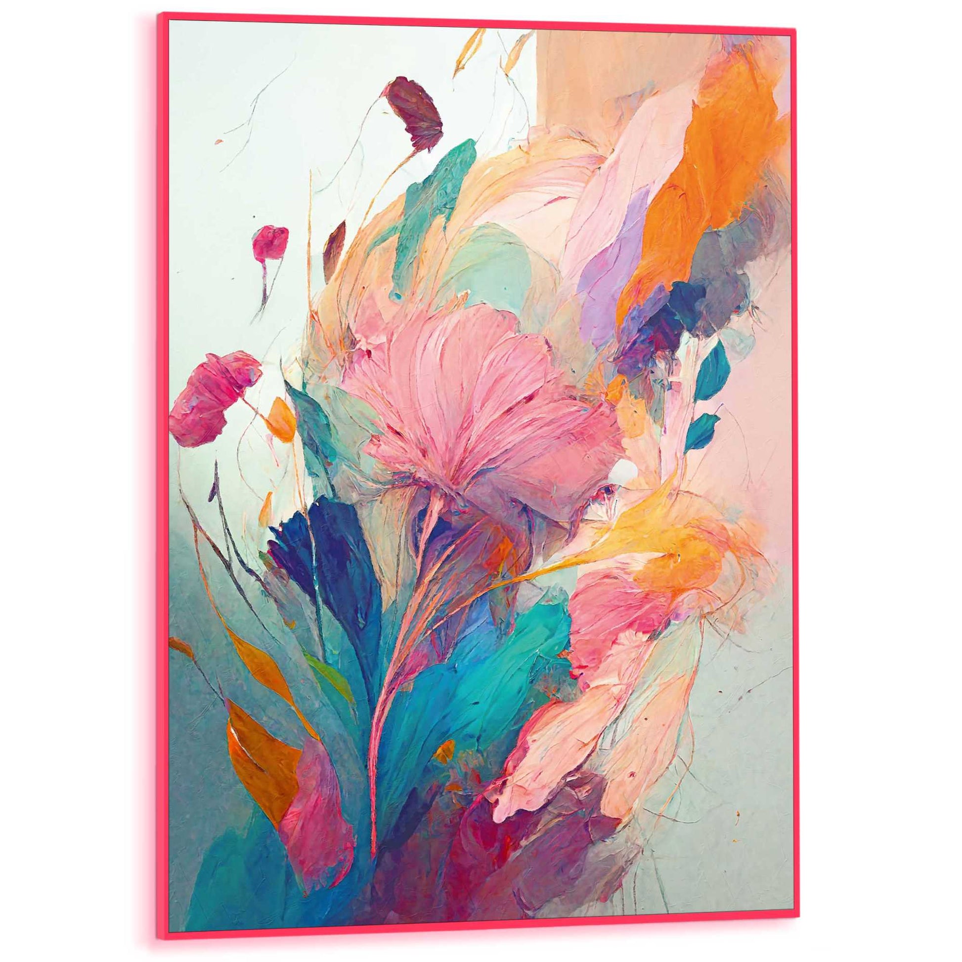Framed Poster Colourful Painted Flowers I in Neon 70x50