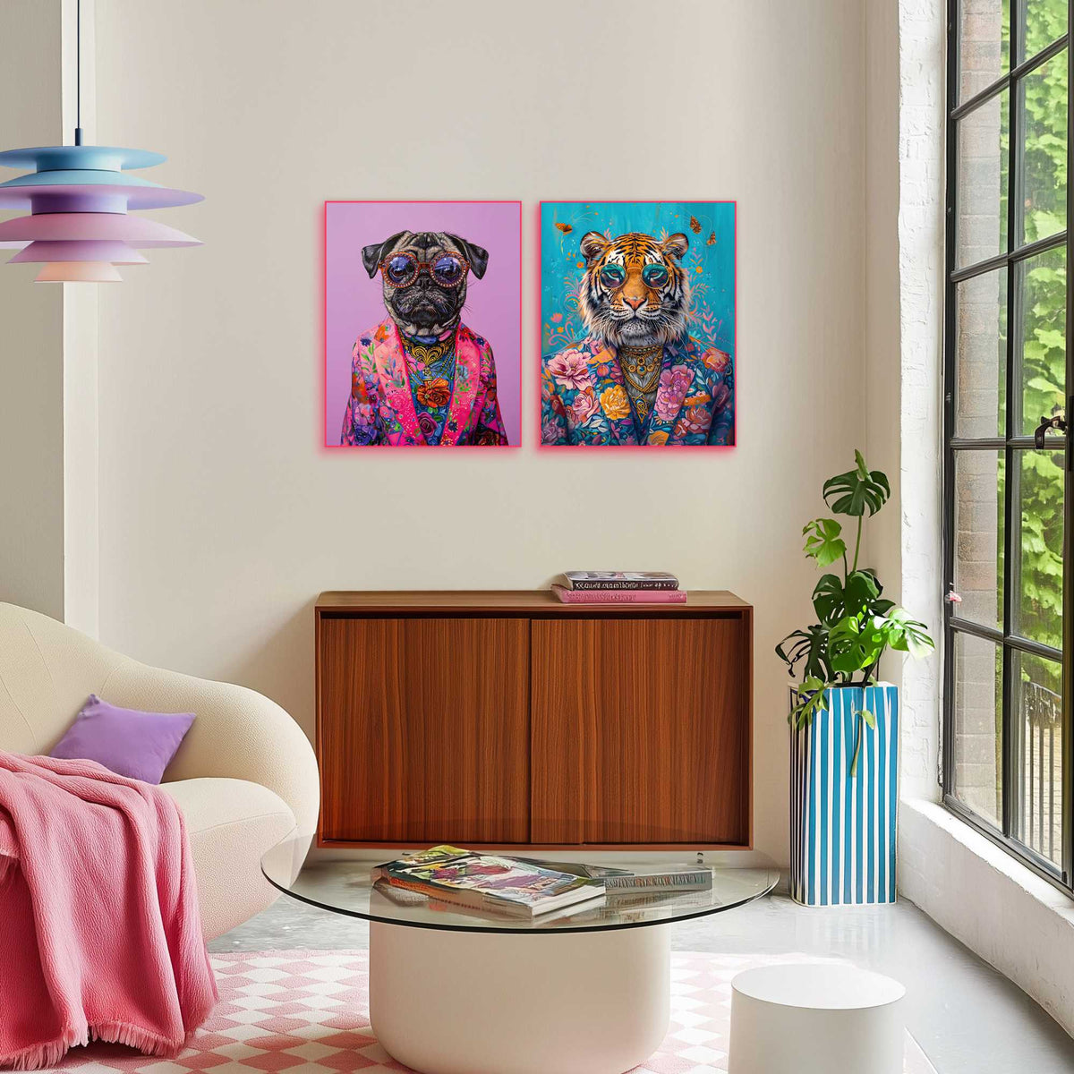 Framed Poster Funky Animal Set 50x40