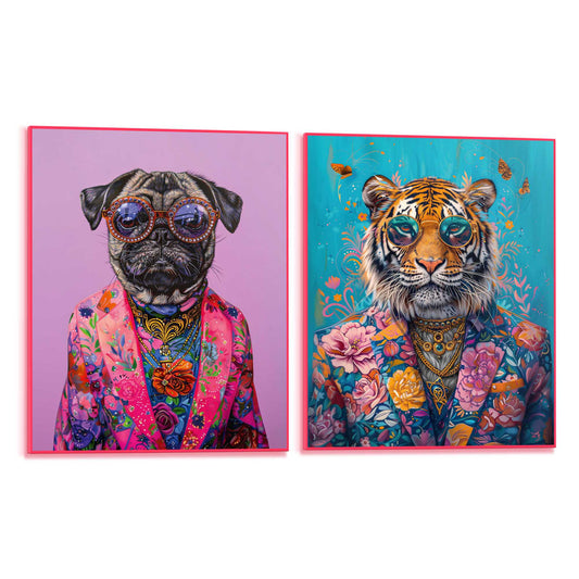 Framed Poster Funky Animal Set 50x40