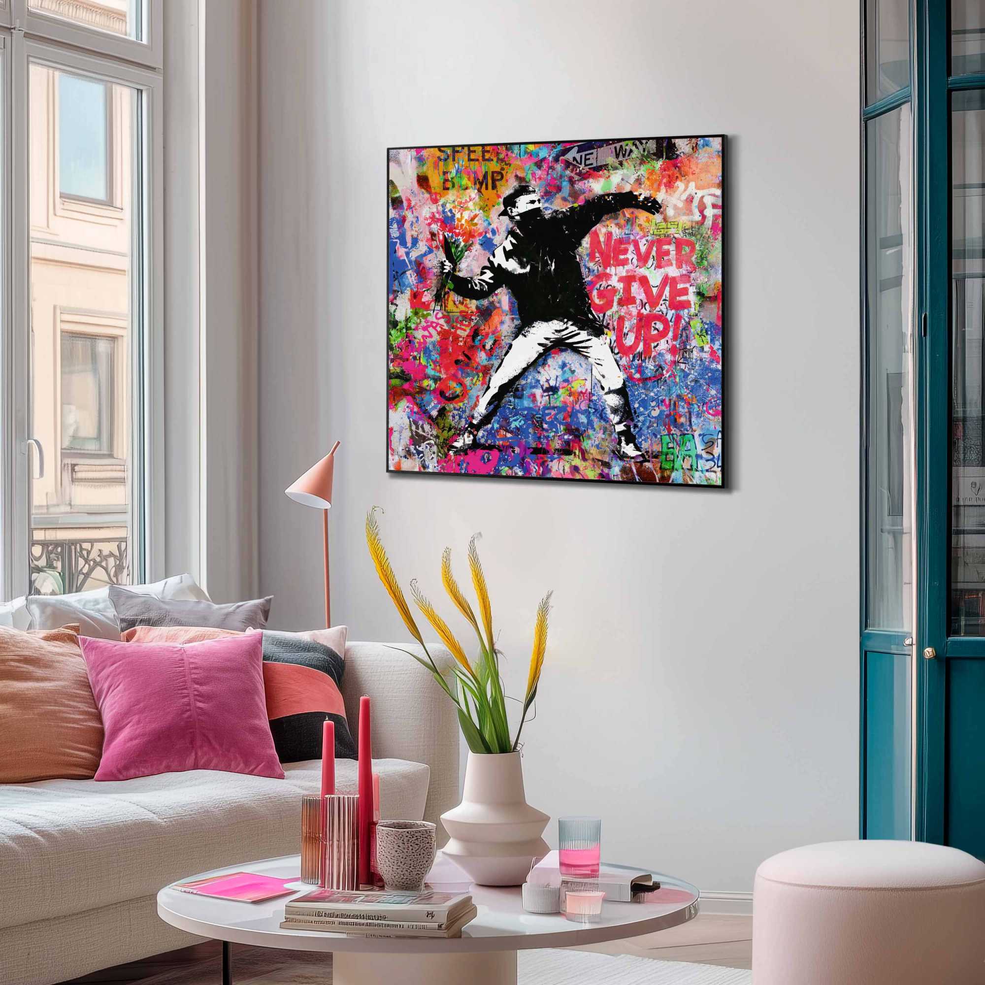 Framed Poster Graffiti Thrower 60x60 – Orangewallz