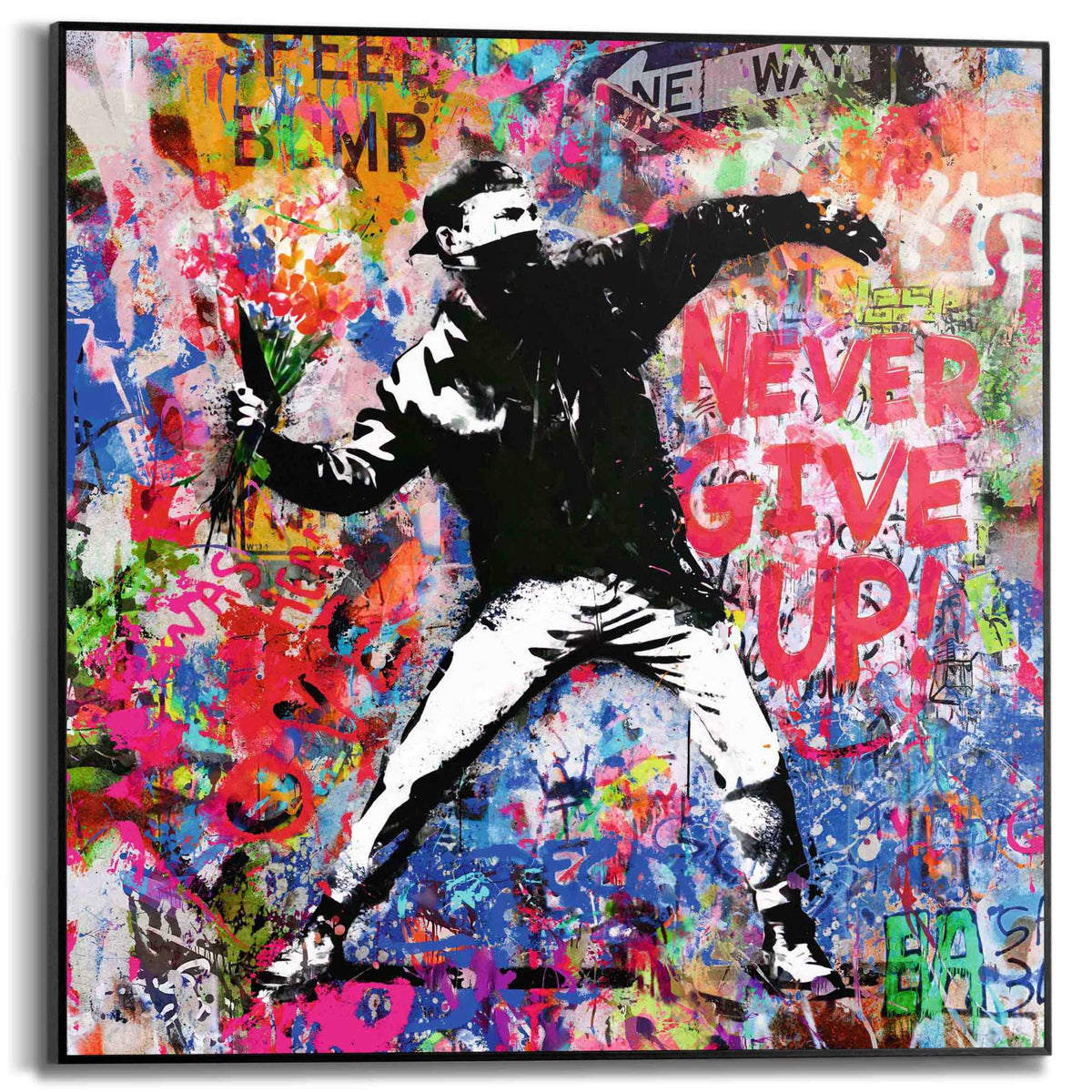 Framed Poster Graffiti Thrower 60x60