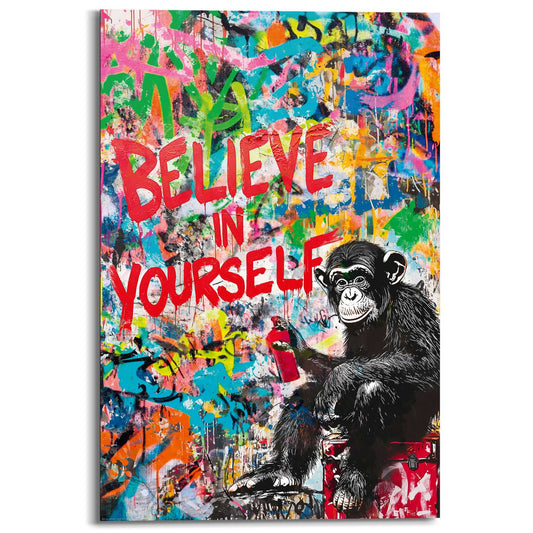 Wall Art Panel Monkey Graffiti 90x60