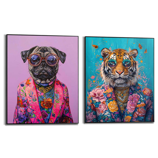 Framed Poster Funky Animal Set 50x40