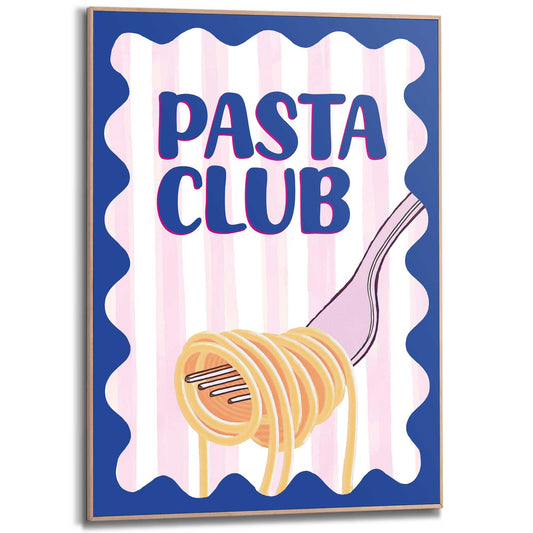 Framed Poster Pasta Club in Blue and Pink 70x50
