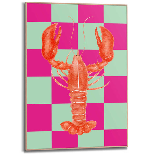 Framed Poster Pink Checkers Lobster 70x50