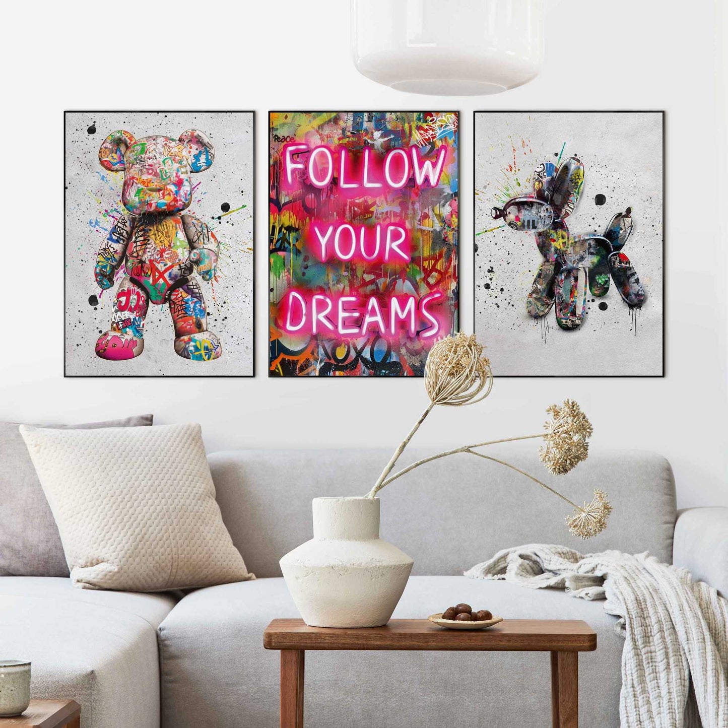 Framed Poster Graffiti Set - Follow your dreams 70x50