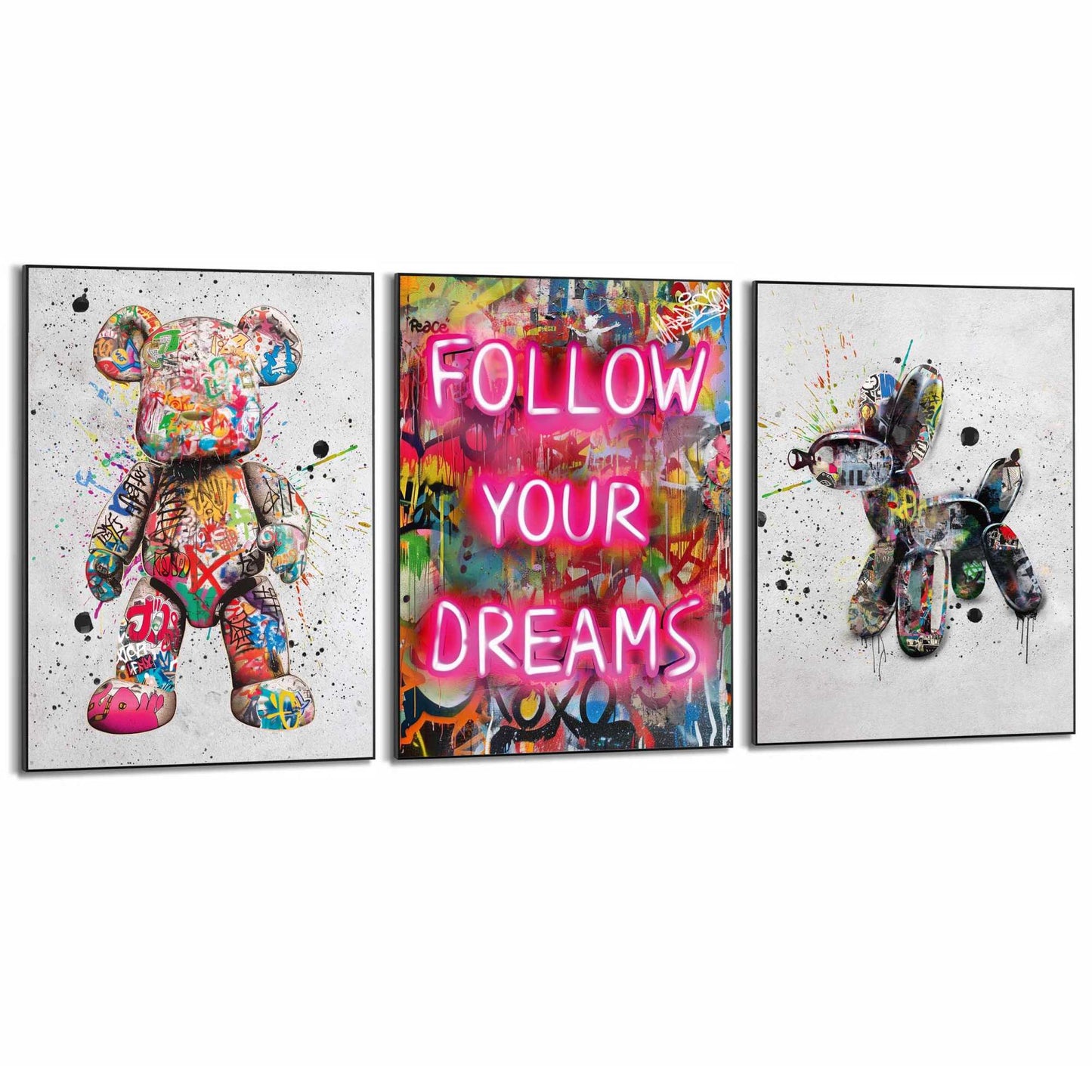 Framed Poster Graffiti Set - Follow your dreams 70x50