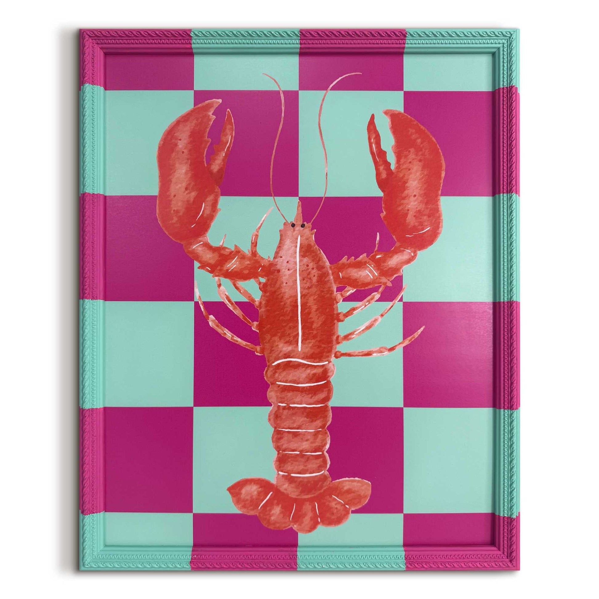Framed Art Box Checkerboard Lobster 50x40