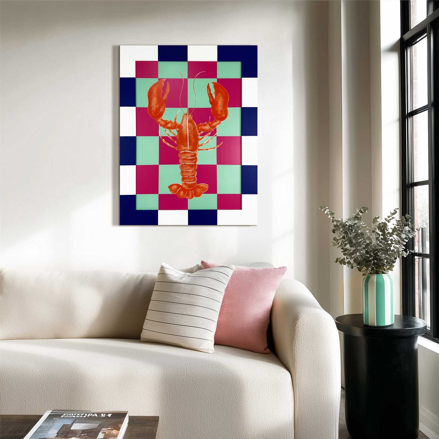 Framed Art Box Color Clash Lobster 70x50