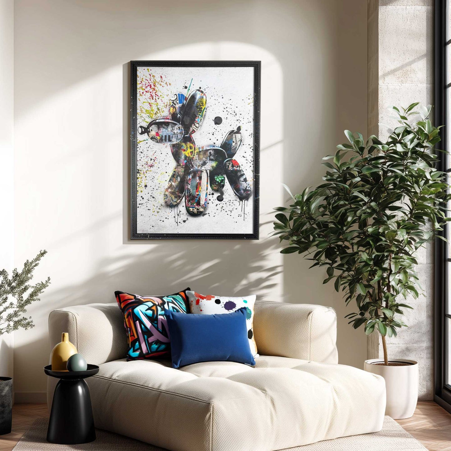 Framed Art Box Streetart Dog 70x50