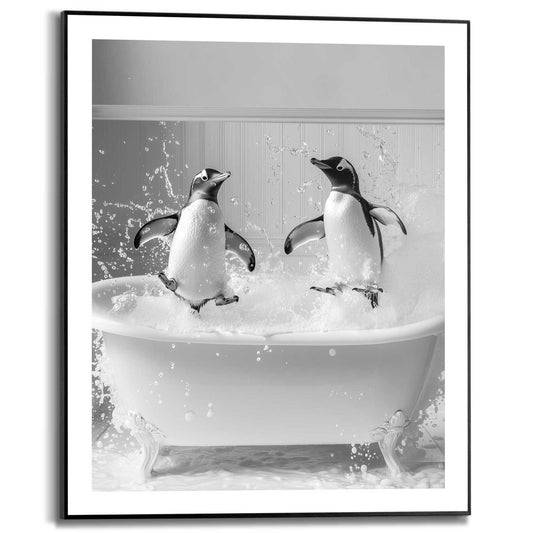 Framed Poster Penguin Splash 50x40