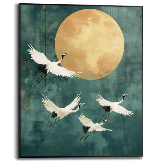 Framed Poster Evening Cranes 50x40