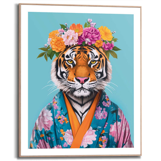 Framed Poster Flower Tiger 50x40