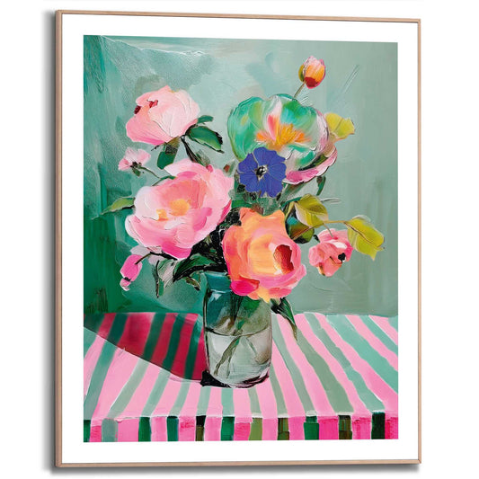 Framed Poster Flower Stripes 50x40