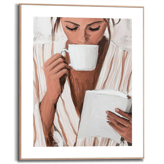 Framed Poster Drinking Coffee 50x40