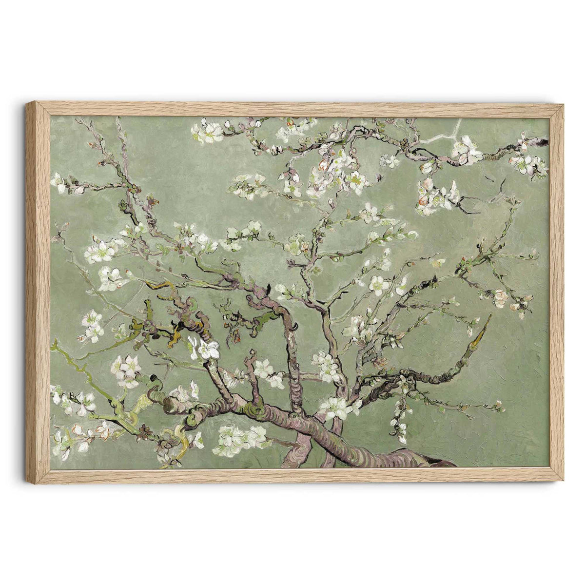 Framed Art Box Van Gogh - almondblossom green 50x70