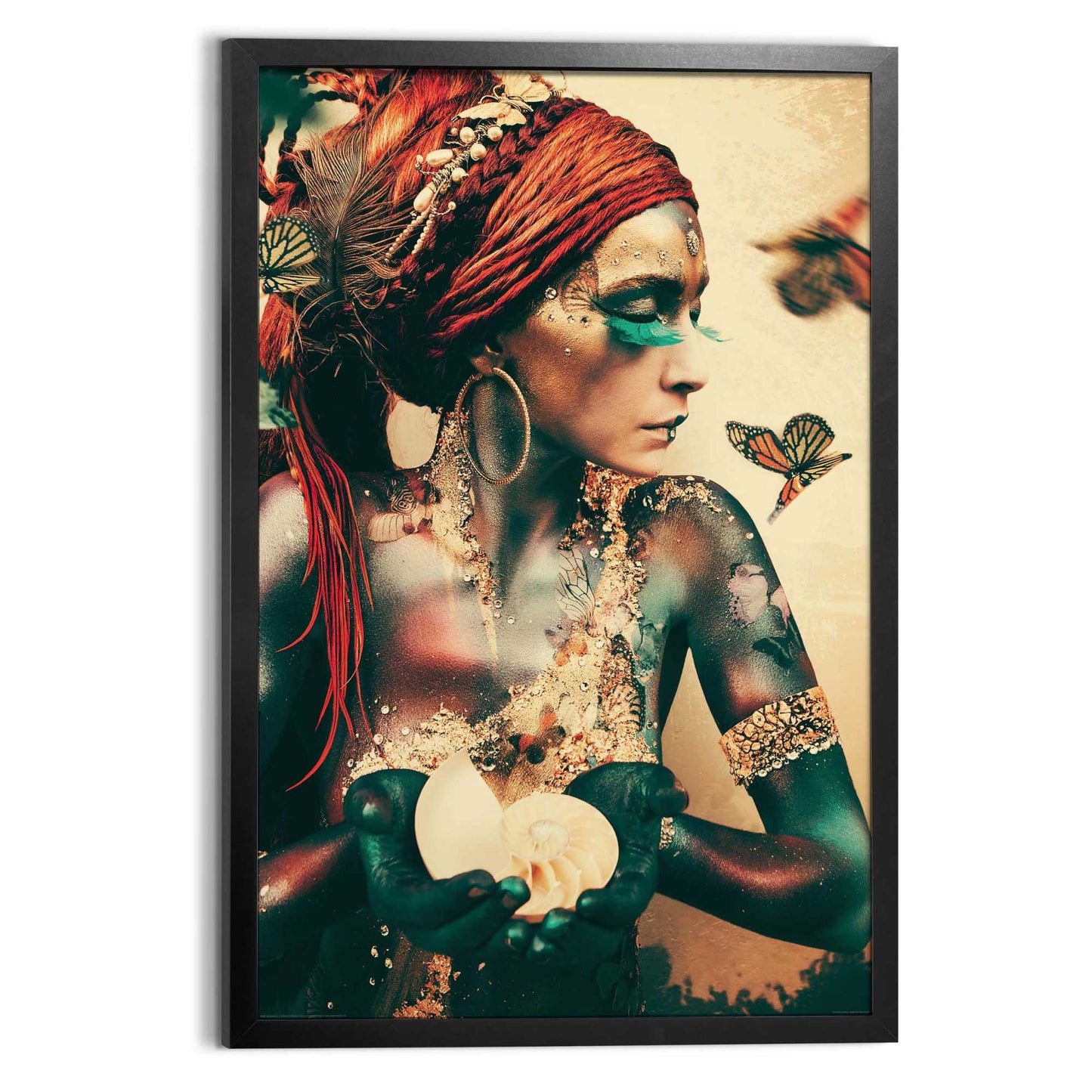 Framed Poster Boho Butterfly Woman 95x64,5