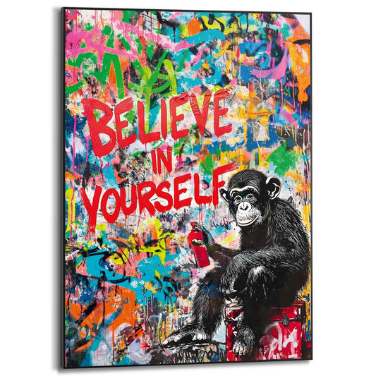 Framed Poster Monkey Graffiti Quote 70x50