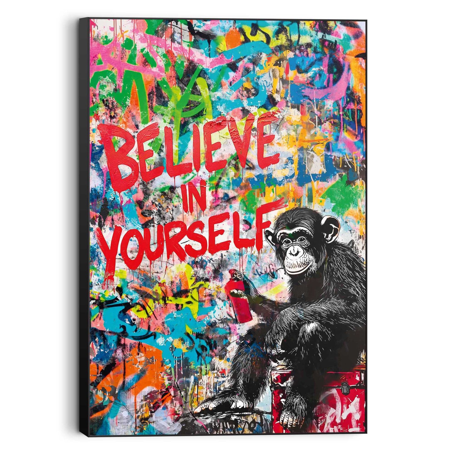 Wall Art Panel Monkey Graffiti Quote 90x60