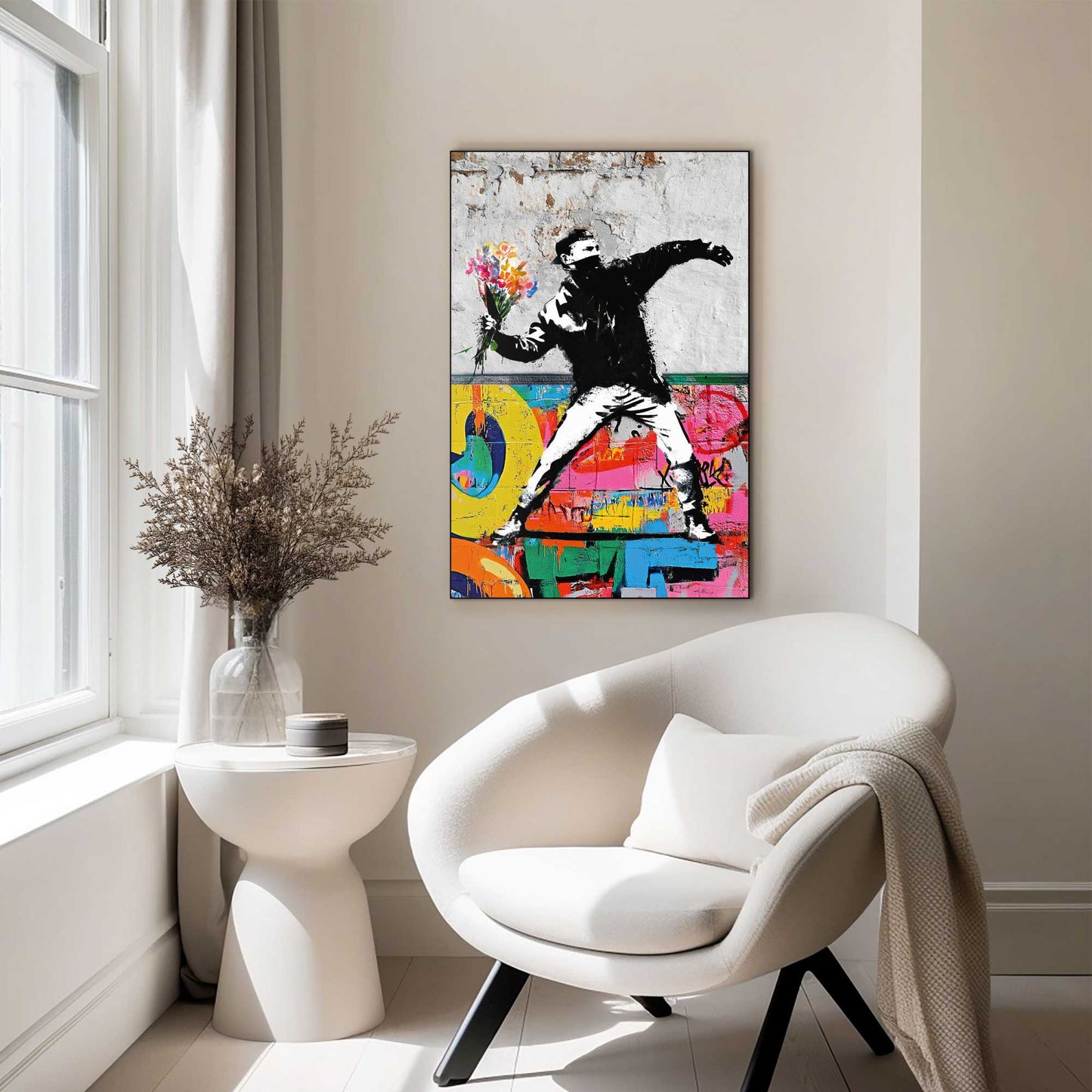 Wall Art Panel Graffiti FlowerThrower 90x60