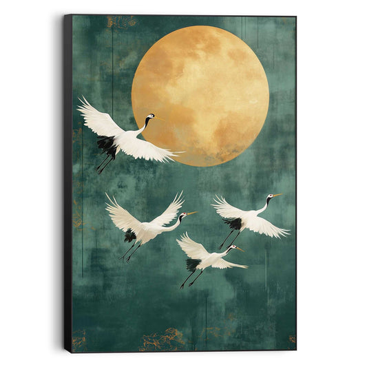 Wall Art Panel Cranes at Night 90x60